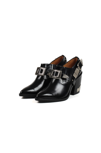 Buckled Chunky Heel Booties - cooder