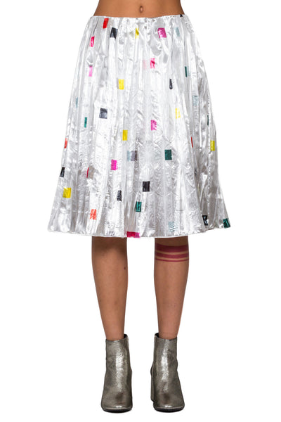Square Print Pleated Skirt - cooder