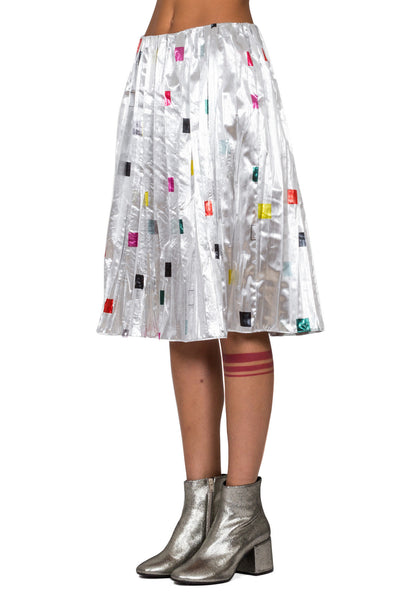 Square Print Pleated Skirt - cooder