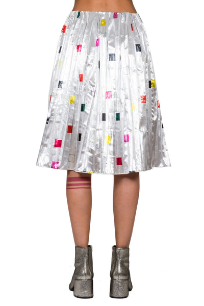 Square Print Pleated Skirt - cooder