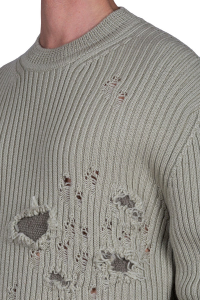 Destroyed Military Rib Sweater - cooder