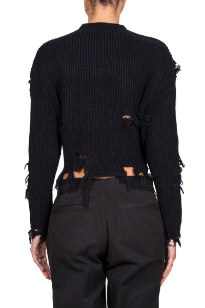 Destroyed Crop Boucle Sweater - cooder