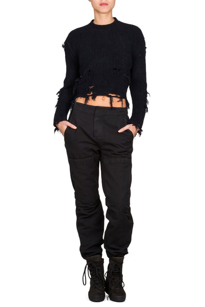 Destroyed Crop Boucle Sweater - cooder