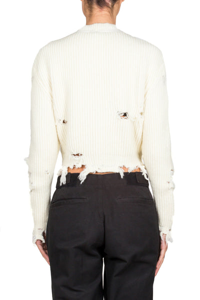 Destroyed Crop Boucle Sweater - cooder