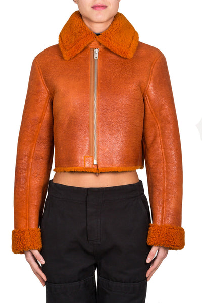 Cropped Shearling Flight Coat - cooder