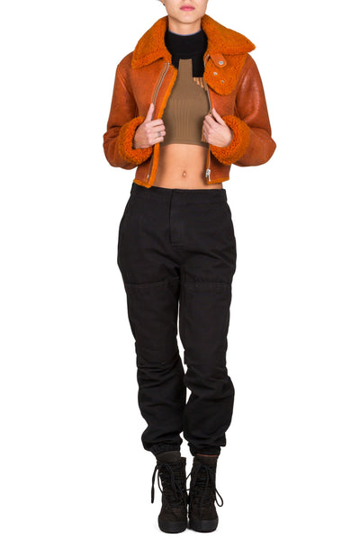 Cropped Shearling Flight Coat - cooder