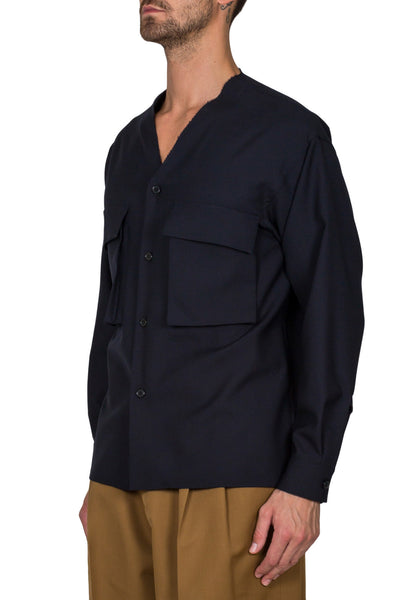 Shirt With Raw Cut V Neckline - cooder