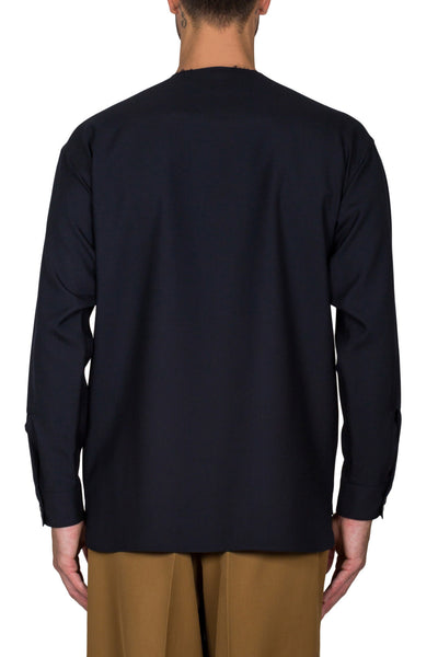 Shirt With Raw Cut V Neckline - cooder