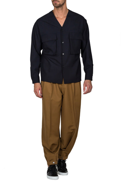 Shirt With Raw Cut V Neckline - cooder
