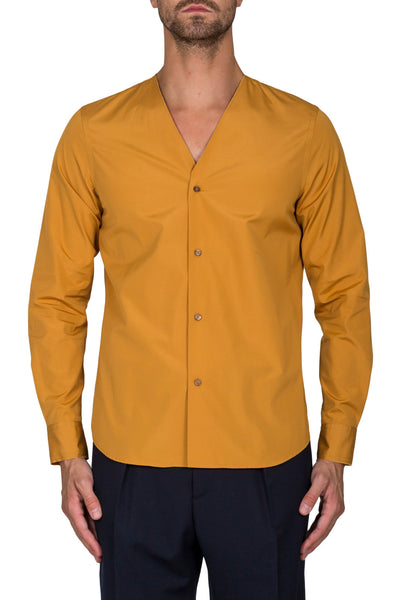 Shirt With Raw Cut V Neckline - cooder