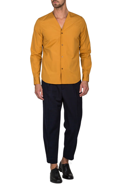 Shirt With Raw Cut V Neckline - cooder