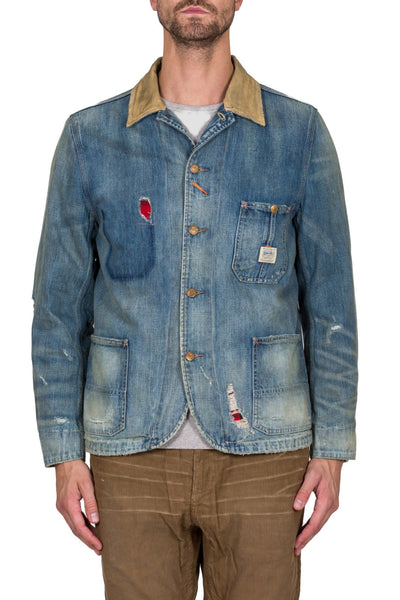 Distressed Denim Chore Jacket - cooder