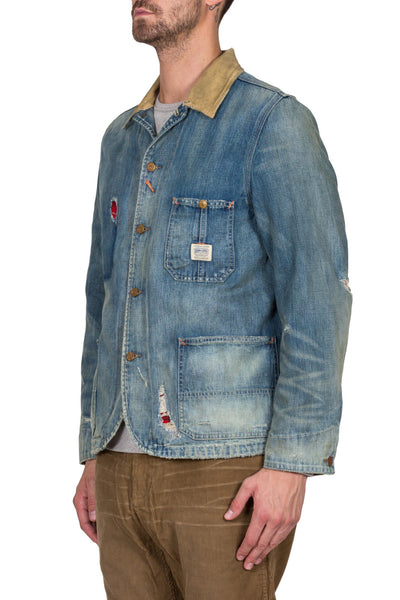 Distressed Denim Chore Jacket - cooder