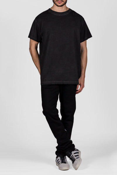 S/S T-Shirt Garment Dye Black No Color - cooder