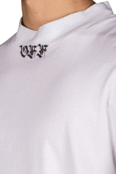 Mock Neck Tee S/S White Black - cooder