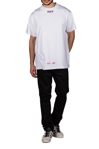 Mock Neck Tee S/S White Black - cooder