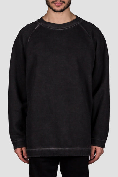 Fleece Crewneck Garment Dye Black No Col - cooder