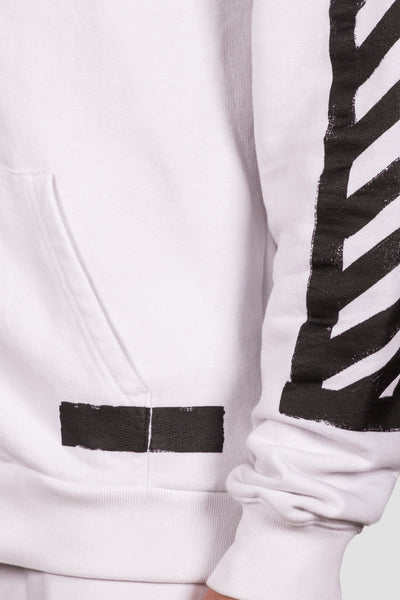 Brushed Diagonals Zipped Hood White Blac - cooder