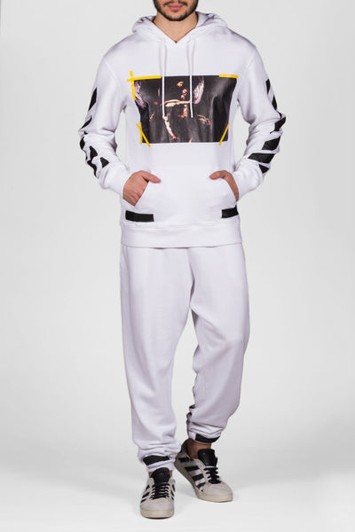 7 Opere Hoodie White All Over - cooder