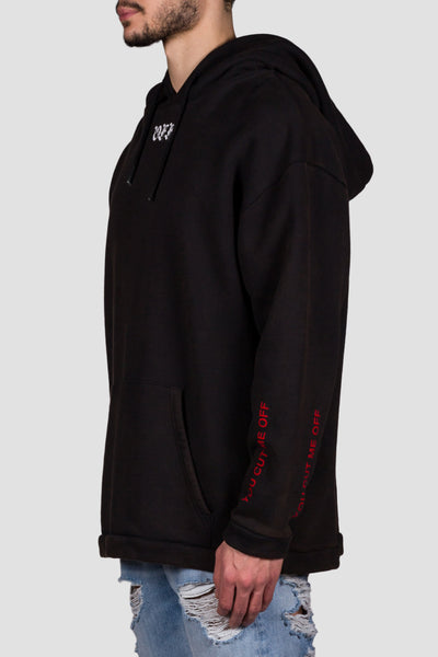 Cut Off Hoodie Black Red - cooder