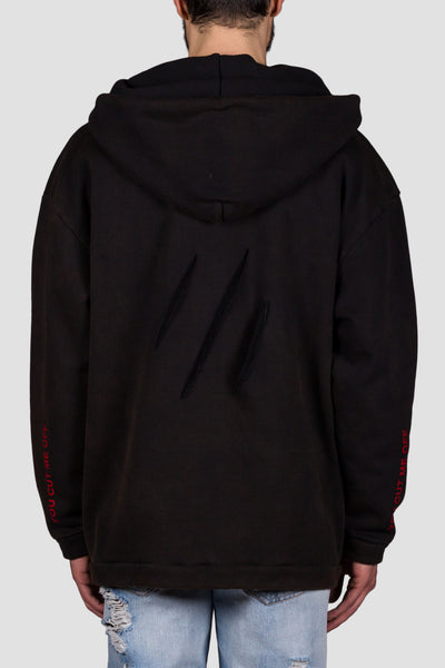 Cut Off Hoodie Black Red - cooder