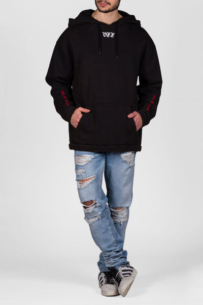 Cut Off Hoodie Black Red - cooder