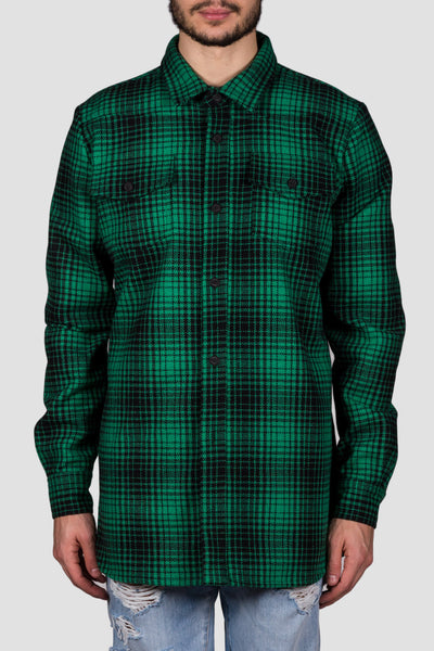 Tartan Shirt Green/Black Diag All Over W - cooder