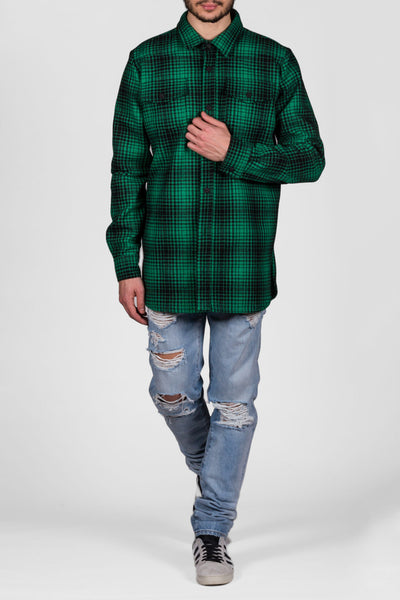Tartan Shirt Green/Black Diag All Over W - cooder