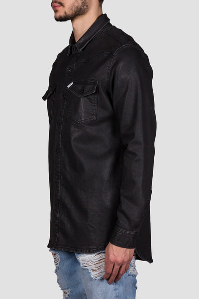 Brushed Denim Shirt Black - cooder
