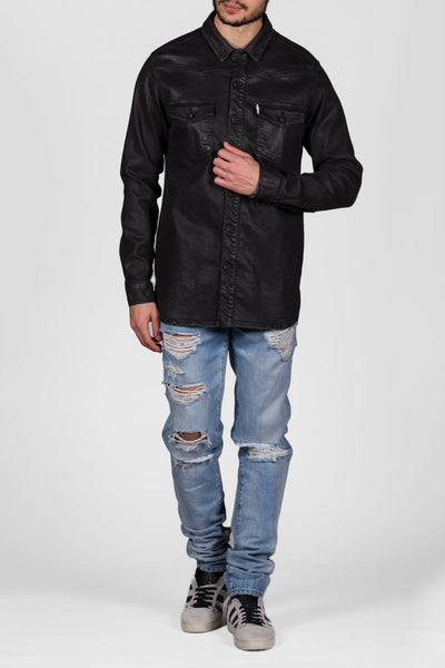 Brushed Denim Shirt Black - cooder