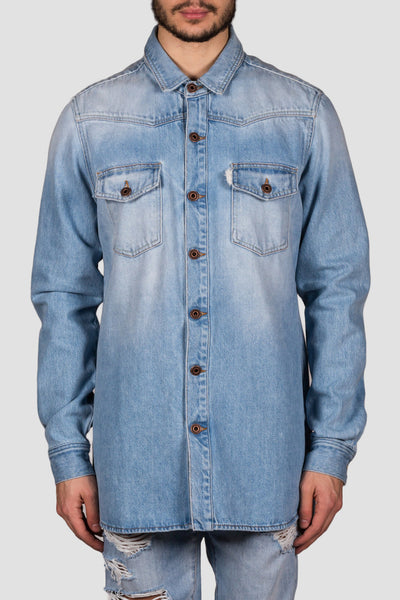 Brushed Denim Shirt Bleach White - cooder