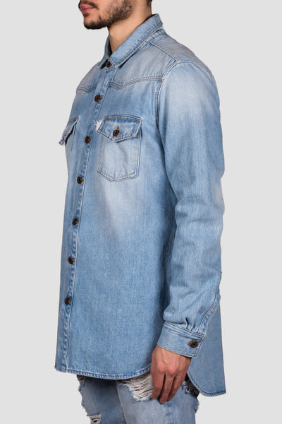 Brushed Denim Shirt Bleach White - cooder