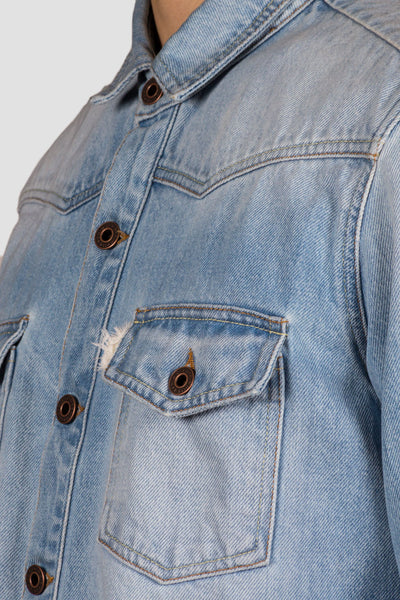 Brushed Denim Shirt Bleach White - cooder
