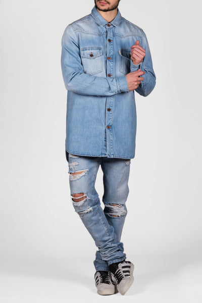 Brushed Denim Shirt Bleach White - cooder