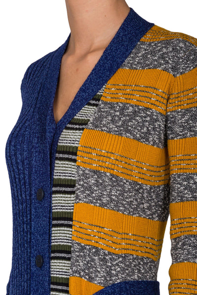 Contrast Striped Long Cardigan - cooder