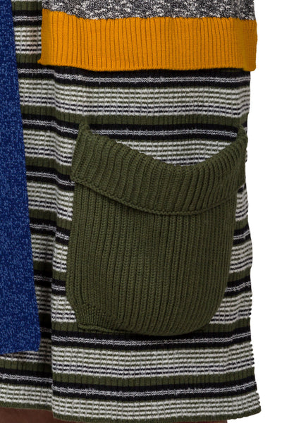 Contrast Striped Long Cardigan - cooder