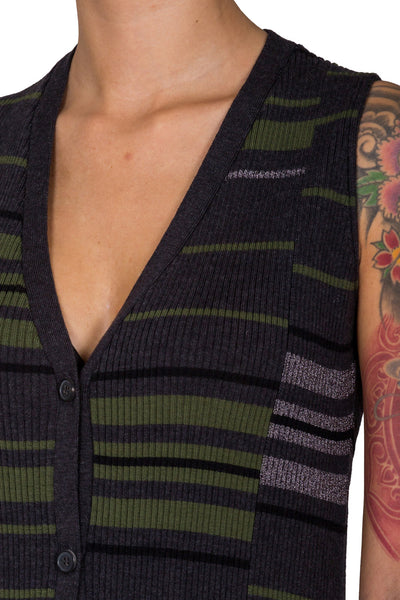 Contrast Pattern Knitted Cardigan - cooder