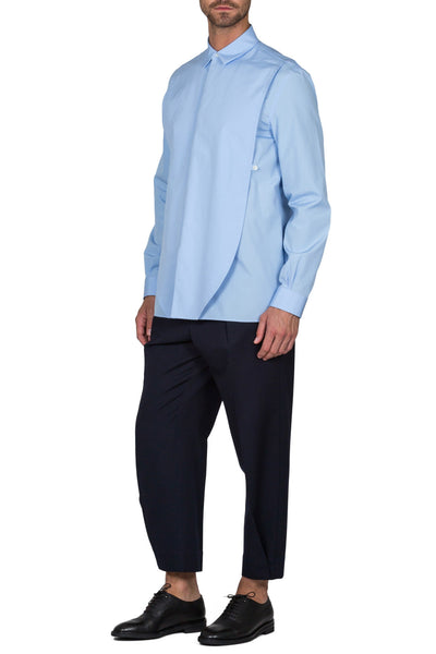 Cotton Poplin Shirt With Front Panel - cooder