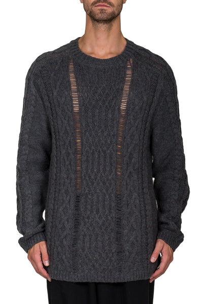 Distressed Cable Knit Jumper - cooder