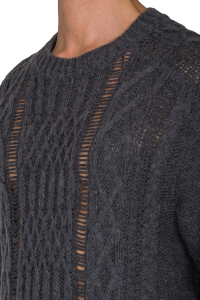 Distressed Cable Knit Jumper - cooder