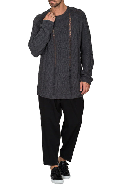 Distressed Cable Knit Jumper - cooder