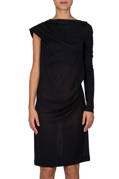 Boat Neck Draped Dress - cooder