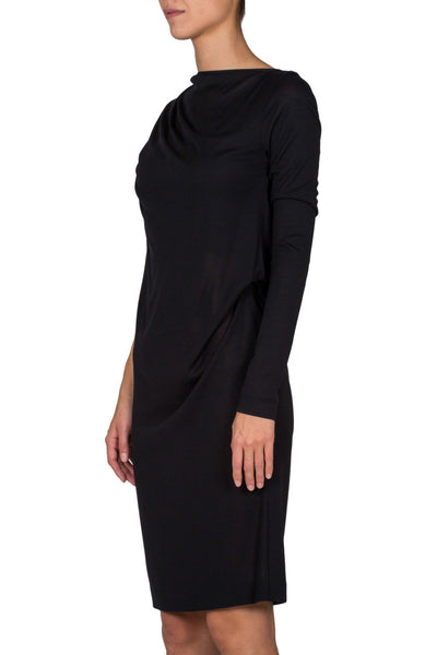 Boat Neck Draped Dress - cooder