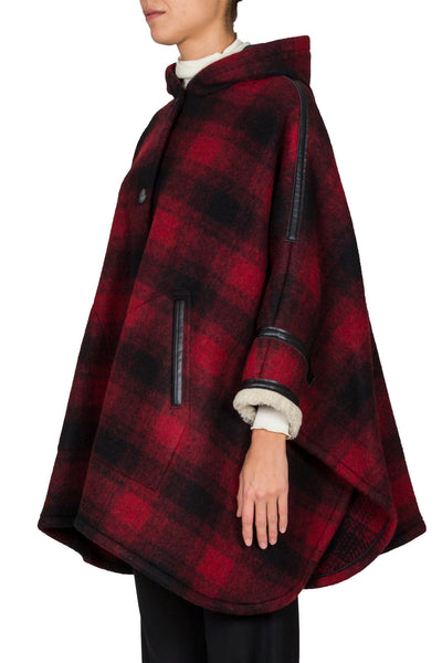 Hooded Check Oversize Coat - cooder