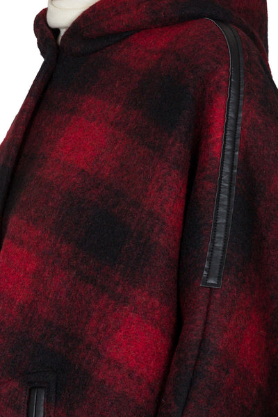 Hooded Check Oversize Coat - cooder