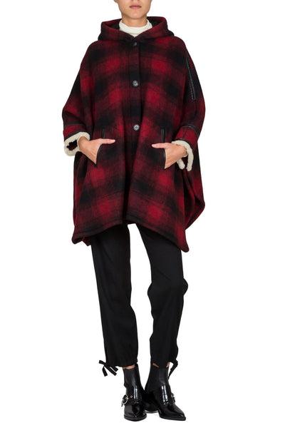 Hooded Check Oversize Coat - cooder